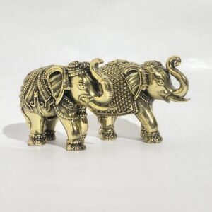 Antique Brass Two Elephants Idols – 2"