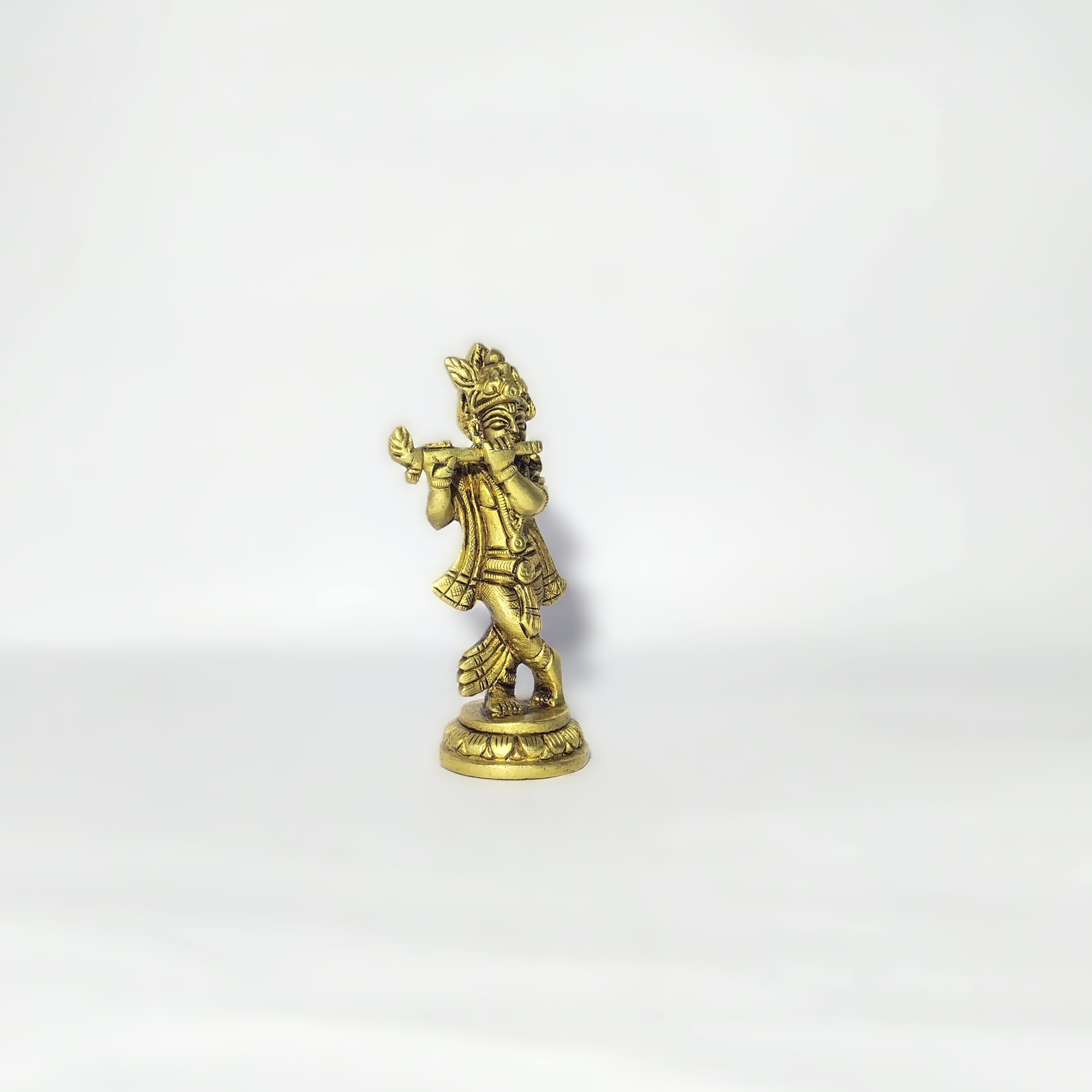 Classic Brass Lord Krishna Idol – 4.3 Inch - Image 4
