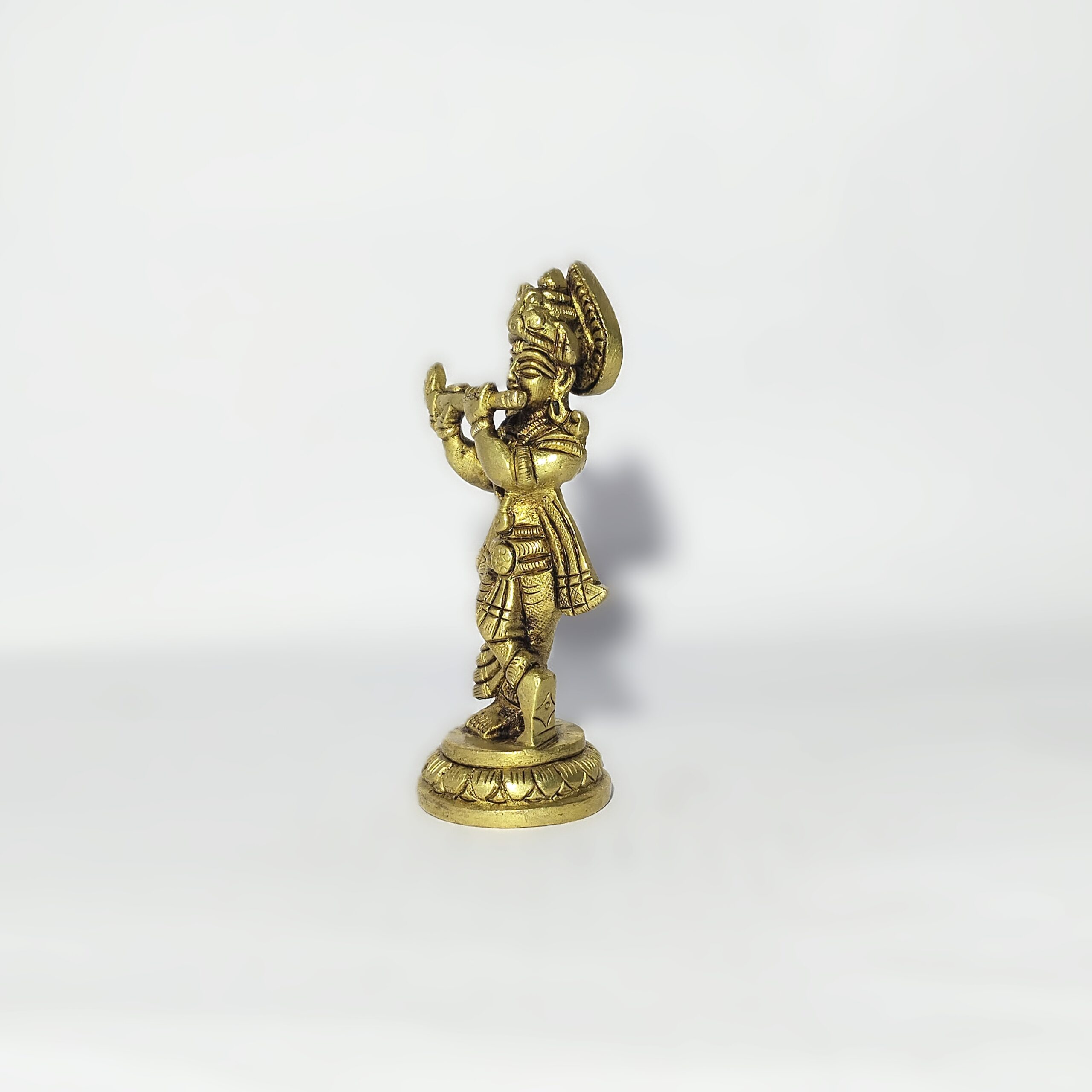 Classic Brass Lord Krishna Idol – 4.3 Inch - Image 2