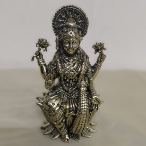 Antique Finished Lakshmi Brass Idol – 3.5"