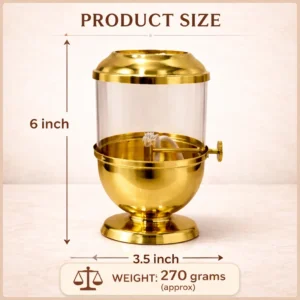 Anaya Deebam Akhand Jyoti diya size display showing 6 inch height and width dimensions